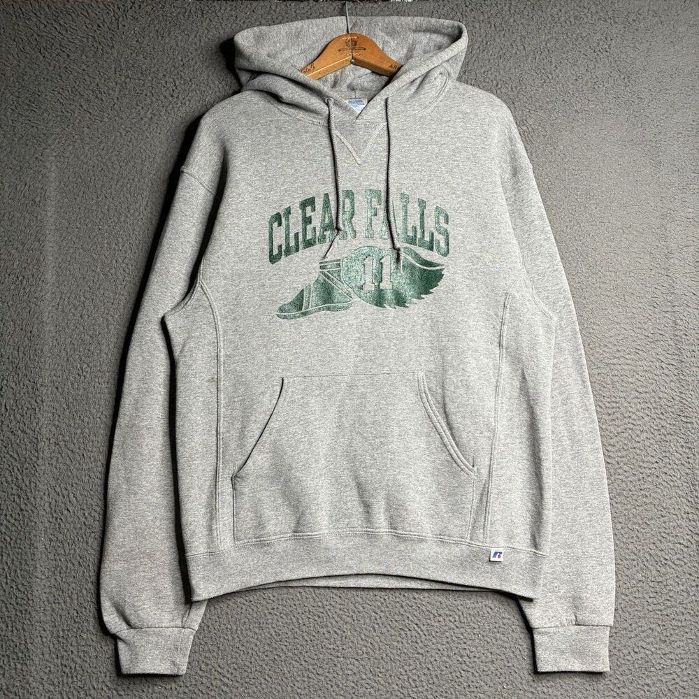 Vintage Russell Athletic Hoodie Mens Medium Winged Foot Gray USA